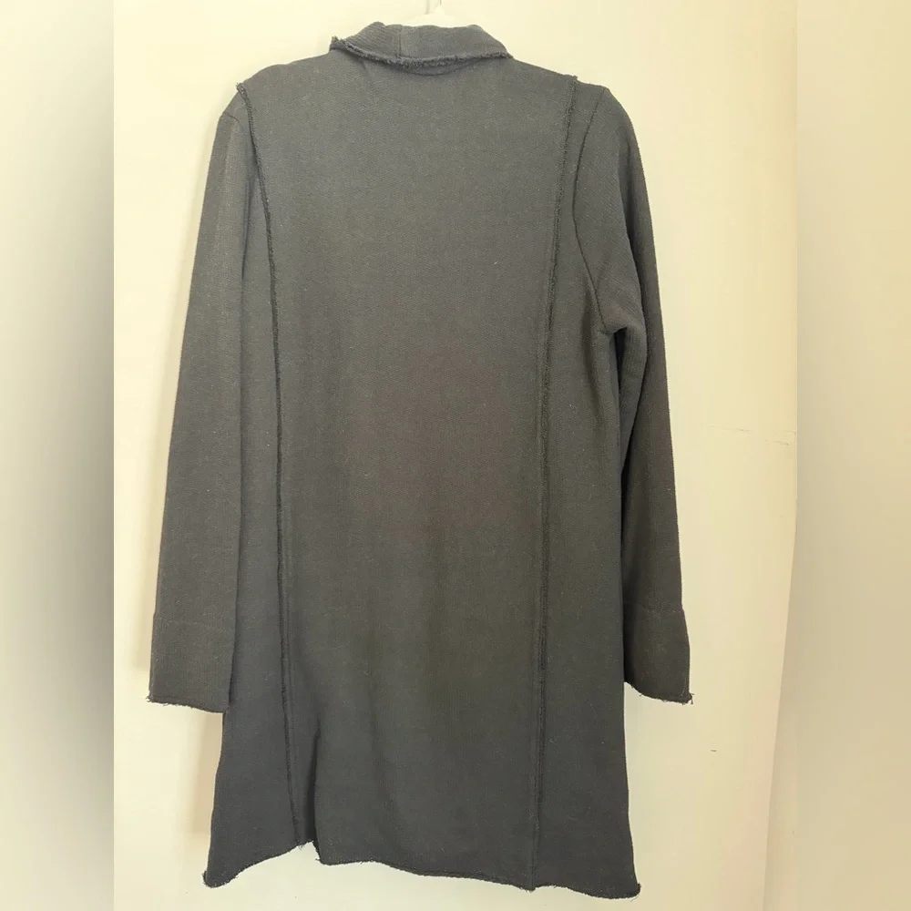 Ron Tomson Black Asymmetrical Draped Cardigan Jacket Raw Edge